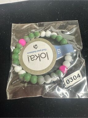 Lokai Kids Beaded Bracelet - Green, White & Pink